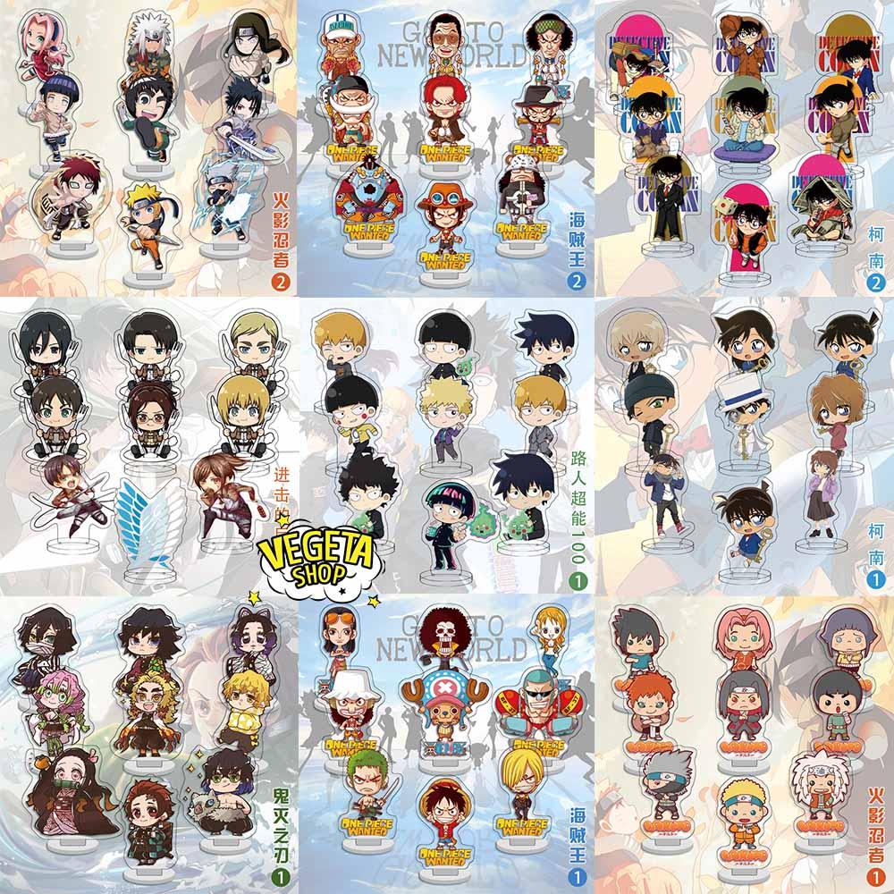 Mô Hình Tượng Standee Acrylic Mica 2 mặt - Set 9 Standee Naruto One Piece Conan Mob Psycho 100 Attack on Titan Kimetsu