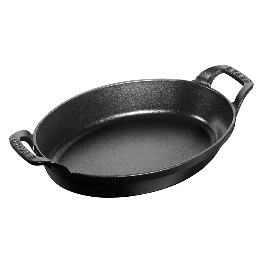 Chảo Gang Nướng Staub – Oval Màu Đen – 24cm