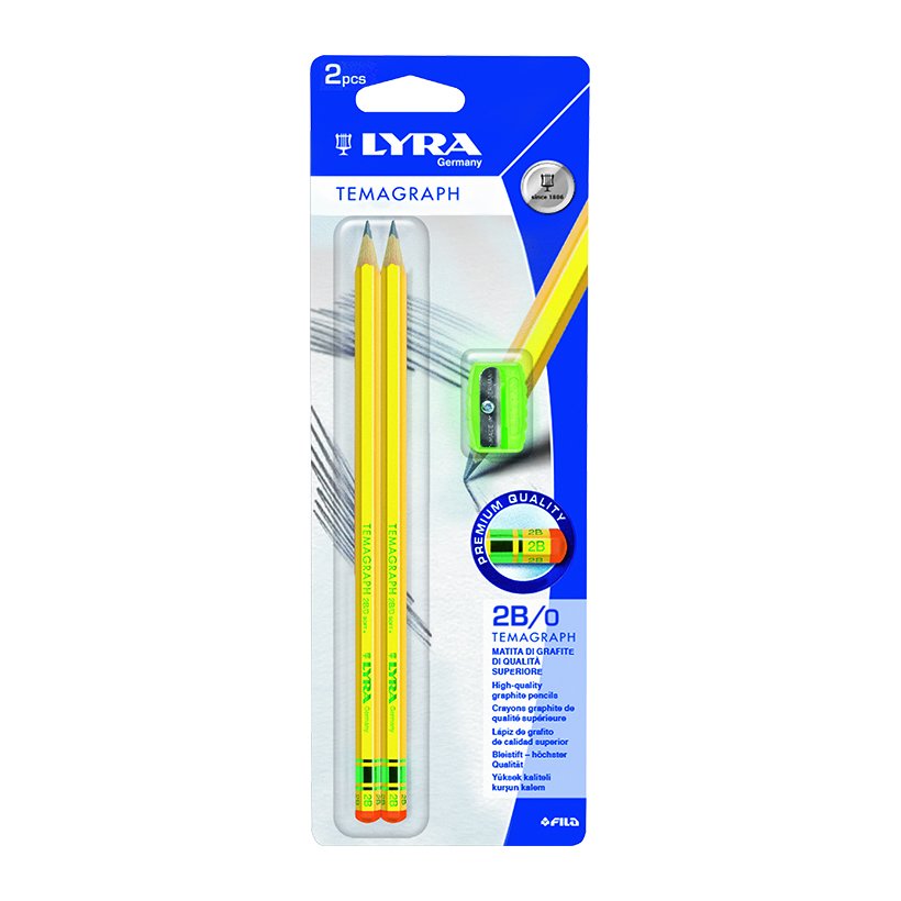 Bút Chì Đen Lyra Temagraph 2B/0 Kèm Gọt Chì