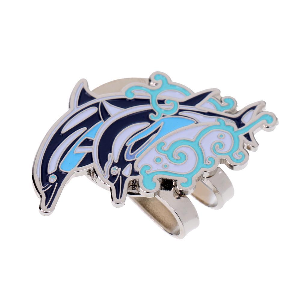2xSturdy Dolphin Pattern Magnetic Hat Clip Golf Ball Marker Fit for Cap Visor