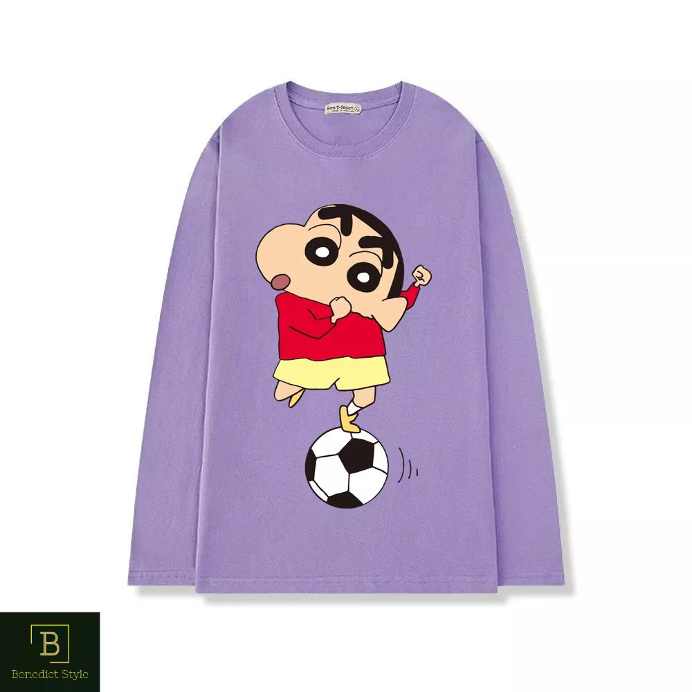 Áo thun tay dài form rộng unisex freesize bé Shin cậu bé bút chì đá banh BND37