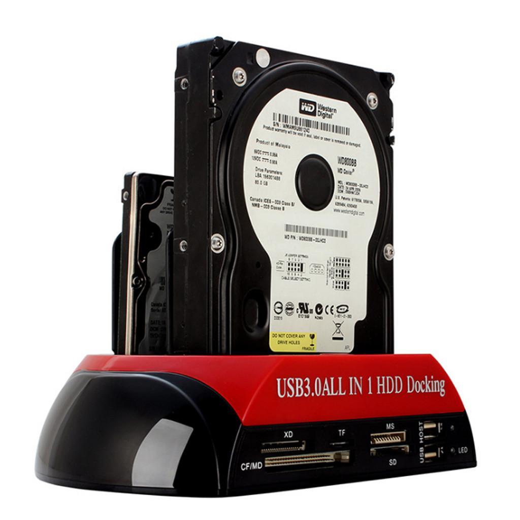 2.5" 3.5"IDE SATA Dual HDD Drive Base Clone Holder Dock Docking Station