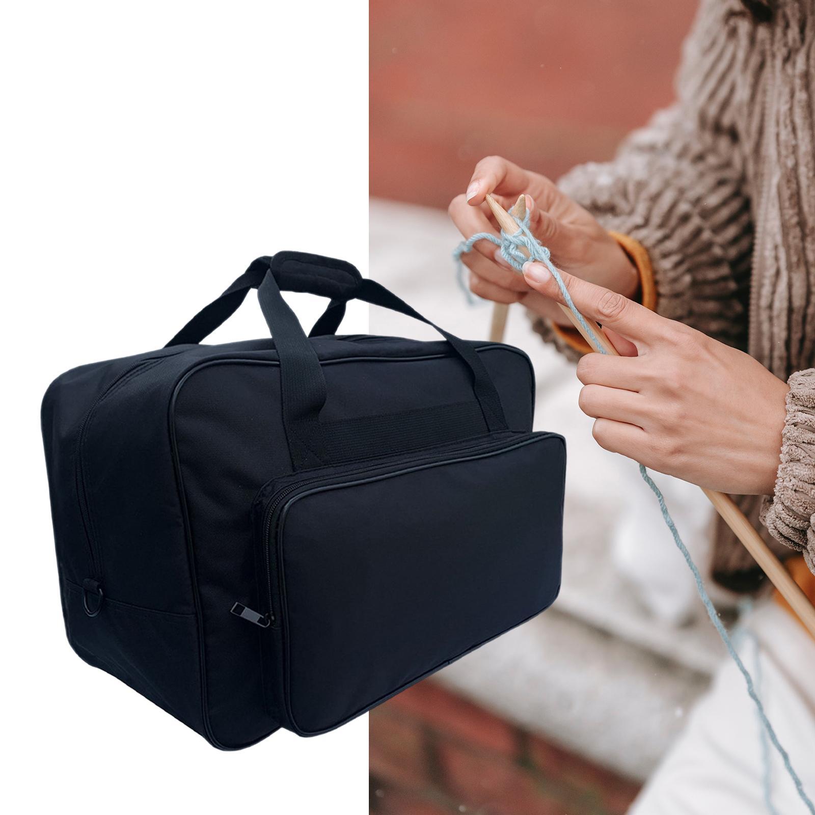 Black Sewing Machine Storage Bag Tote Shoulder Bag Portable Carrying Case Universal Oxford Cloth Travel Compatible with Most Sewing Machines