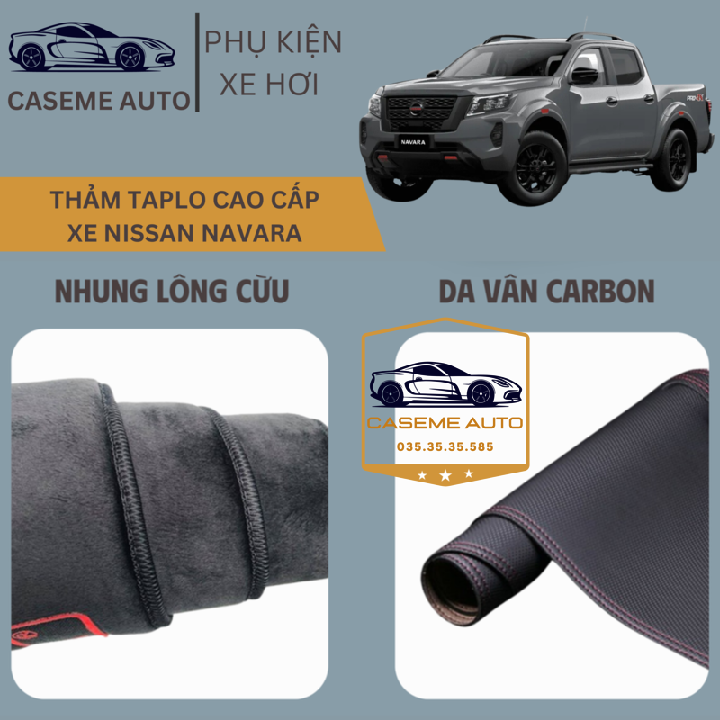 [NISSAN NAVARA] Thảm Taplo 3 Lớp Dành Cho Xe NISSAN NAVARA, Nhung Lông Cừu Và Da Vân Carbon Cao Cấp - Hàng Chính Hãng
