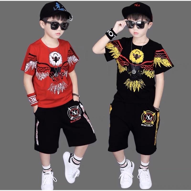 Bộ quần áo cộc tay bé trai đại bàng, Bộ đồ bé trai kiểu dáng thể thao,cotton xịn CiZi.shop