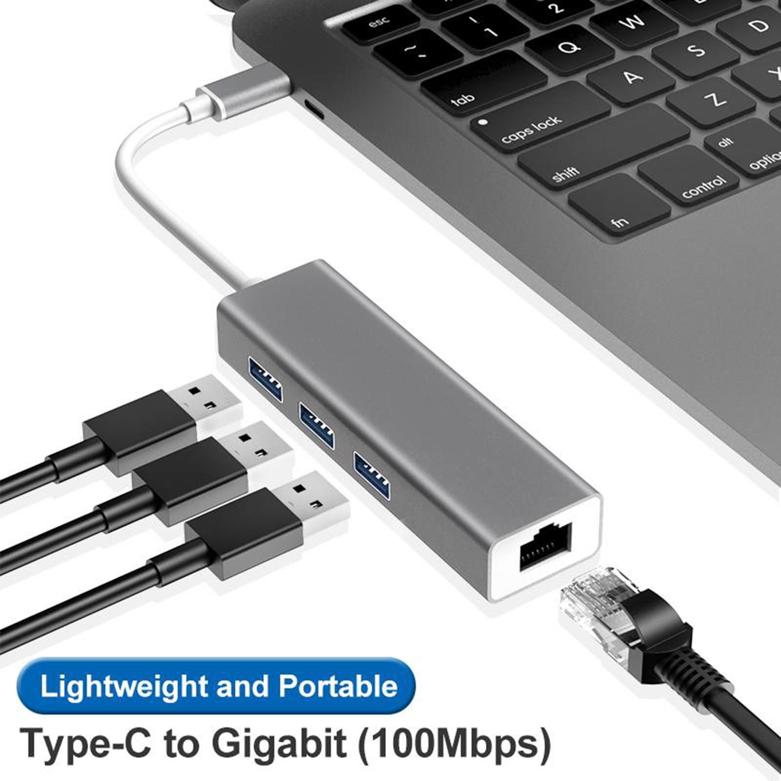 USB 3.0 Ethernet Adapter Hub with  10/100Mbps Ethernet Converter LAN Wired Network Adapter 3 Ports USB 3.0 Hub for Surface Pro, Laptop, PC