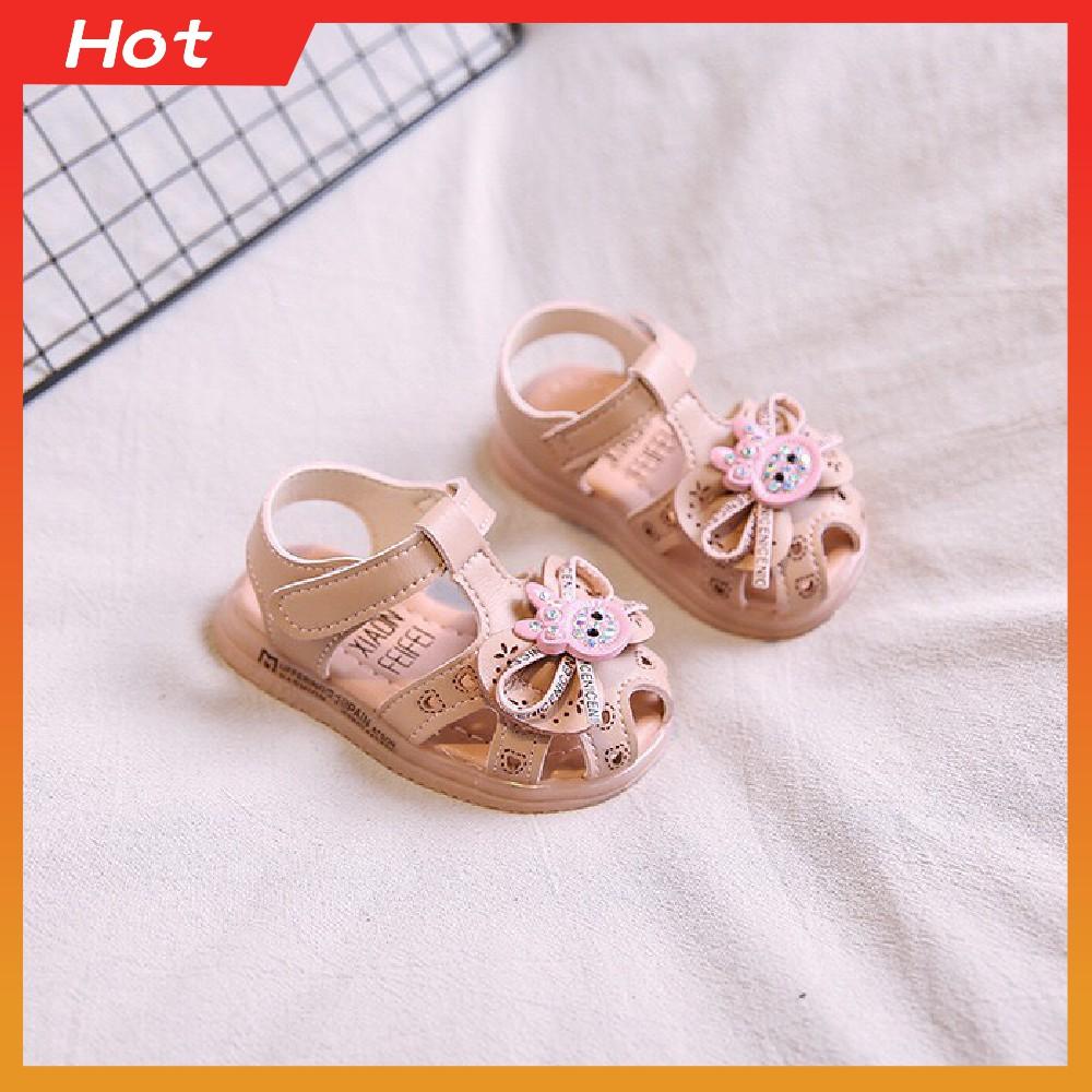 Sandal Quai Hậu Nhí Mặt Thỏ Cute Có Đèn Nhấp Nháy Dưới Đế Dành Cho Bé Gái, Full Size 16-20