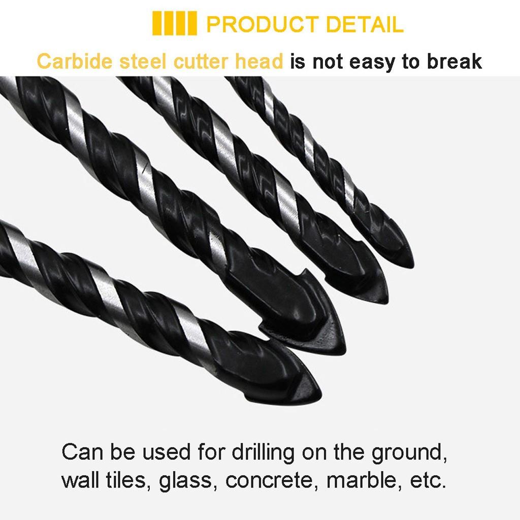 Bộ combo 4 Mũi Khoan Hình Tam Giác Đa Năng Kích Thước 6 / 8 / 10 / 12mm sắt thép gạch gỗ kính