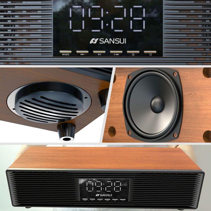 Sansui P300 Bluetooth Loa không dây Nhà hát HOME STEREO SUBWWOOTER SUBWWOWER Máy tính để bàn báo thức loa Caixa Desom Color: Brown