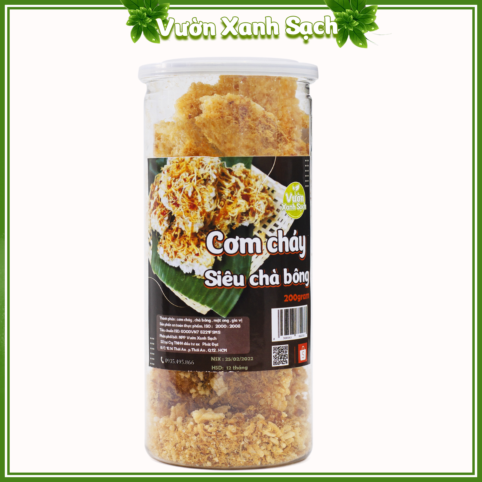 Cơm cháy chà bông 200G /Đồ ăn vặt Vườn Xanh Sạch /Cơm cháy đáy nồi siêu chà bông loại 1