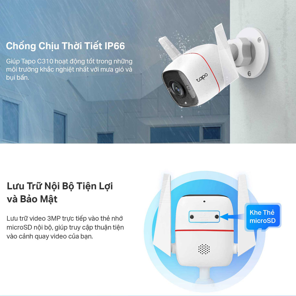 Camera Wifi TP-Link Tapo C310 3MP An Ninh Ngoài Trời - Hàng Chính Hãng