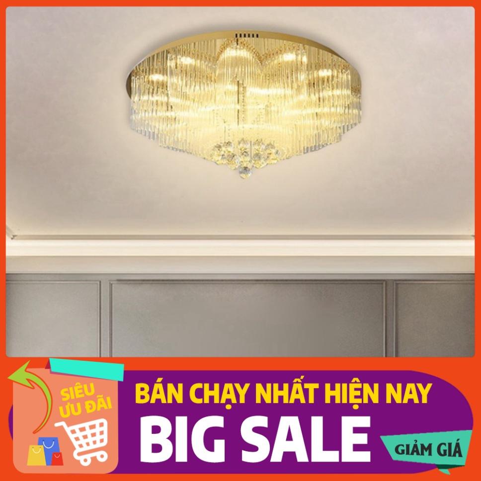 Đèn led ốp trần trang trí phòng khách phòng ngủ hình tròn có 3 CD sáng  - Đèn Mâm Pha Lê Kim Hoa 81049
