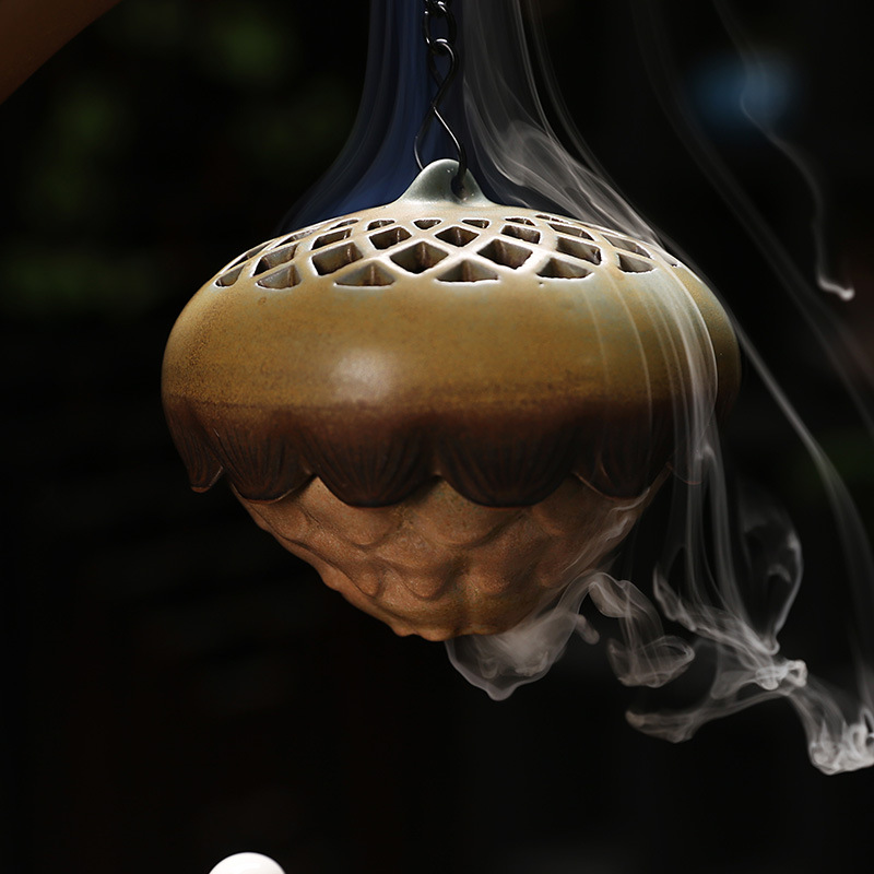 Thác khói trầm hương, thác sen treo CÓ ĐÈN LED cao 30cm - Phật tổ ngự sen - TK130