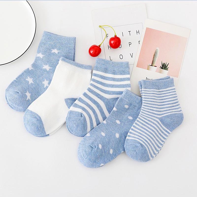 Set 5 đôi tất cotton mềm mại dài từ 0-1-3-6 tuổi 7-16cm