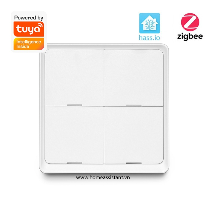 Công Tắc Ngữ Cảnh 4 Nút Zigbee Tuya Dán Tường Dùng Pin SC04