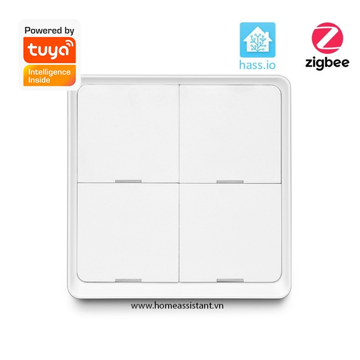 Công Tắc Ngữ Cảnh 4 Nút Zigbee Tuya Dán Tường Dùng Pin SC04 (Hỗ trợ Home Assistant)