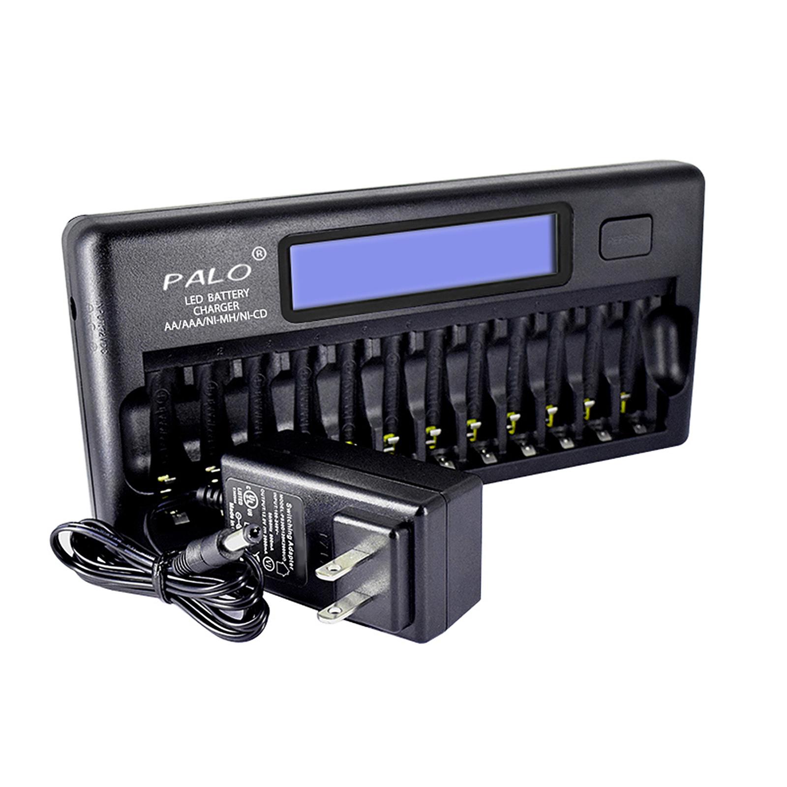 Bộ sạc pin thông minh đa năng PALO PL-NC30 Màn hình LCD 4 inch sạc thông minh nhanh chóng w / 12 Khe cắm pin cho 1.2V
