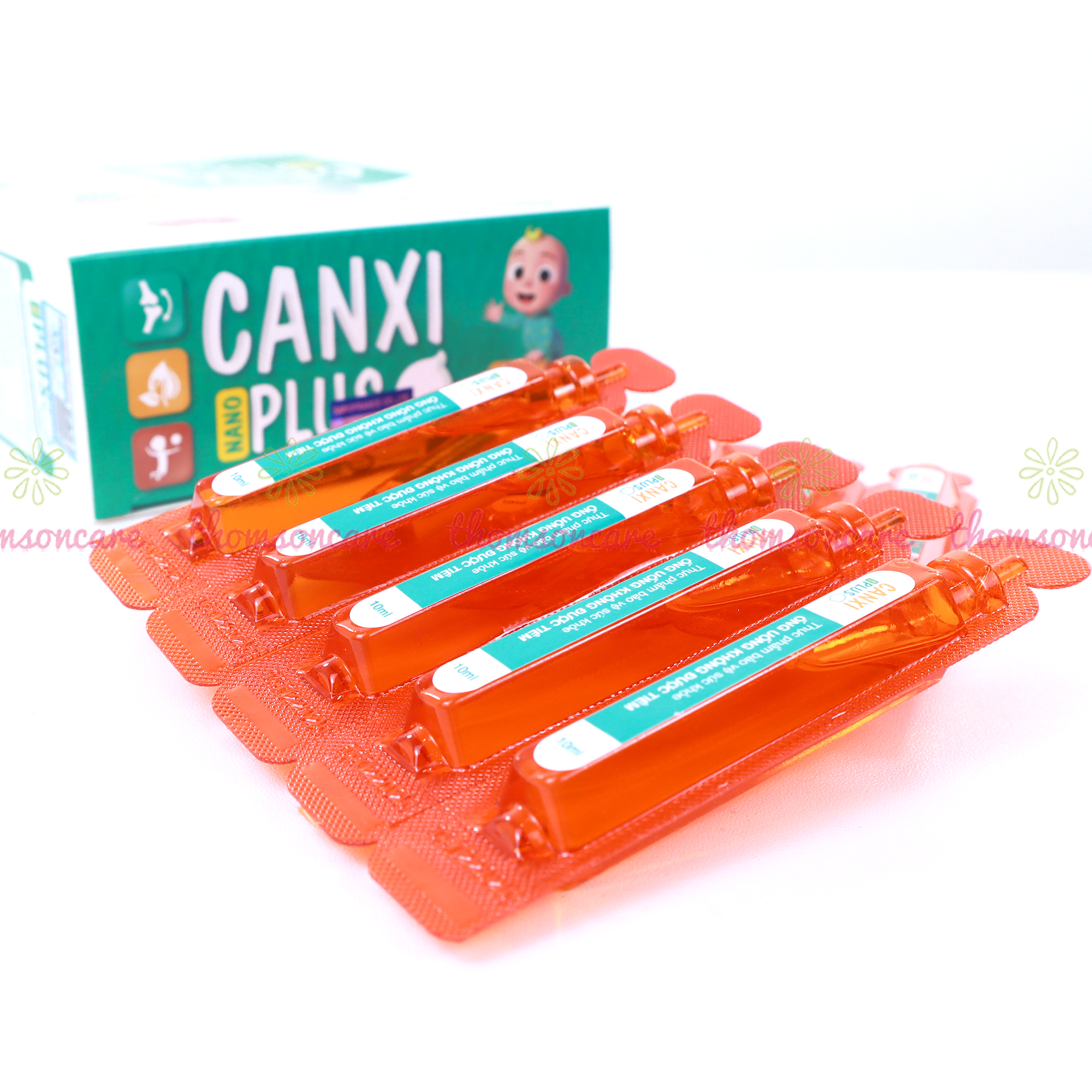 Canxi cho bé - Canxi Nano Plus, giúp xương răng chắc khỏe, giảm còi xương, tăng chiều cao từ Vitamin D3K2 - Hộp 20 ống