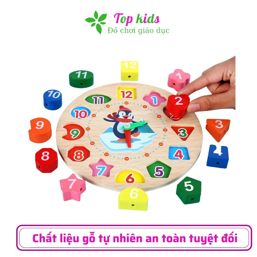 Đồ chơi montessori cho bé đồ chơi gỗ thông minh phát triển trí tuệ đồng hồ hình khối giáo dục sớm