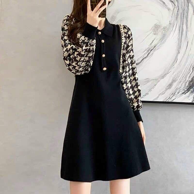 HÀNG NHẬP - ĐẦM LEN PHỐI LỤA ZICZAC