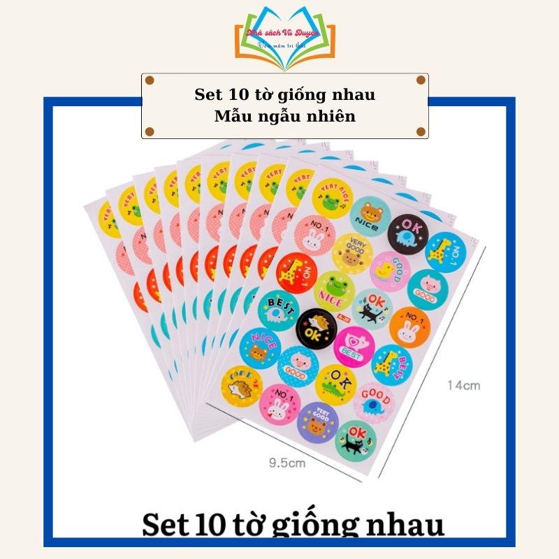 Nhãn dán sticker khích lệ khen thưởng học tập cho bé