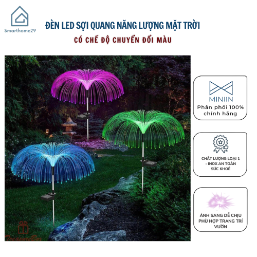 Đèn LED Sợi Quang Năng Lượng Mặt Trời Chống Thấm Nước Đèn Trang Trí Sân Vườn - Đèn Tự Động Đổi Màu Thông Minh - HÀNG CHÍNH HÃNG MINIIN