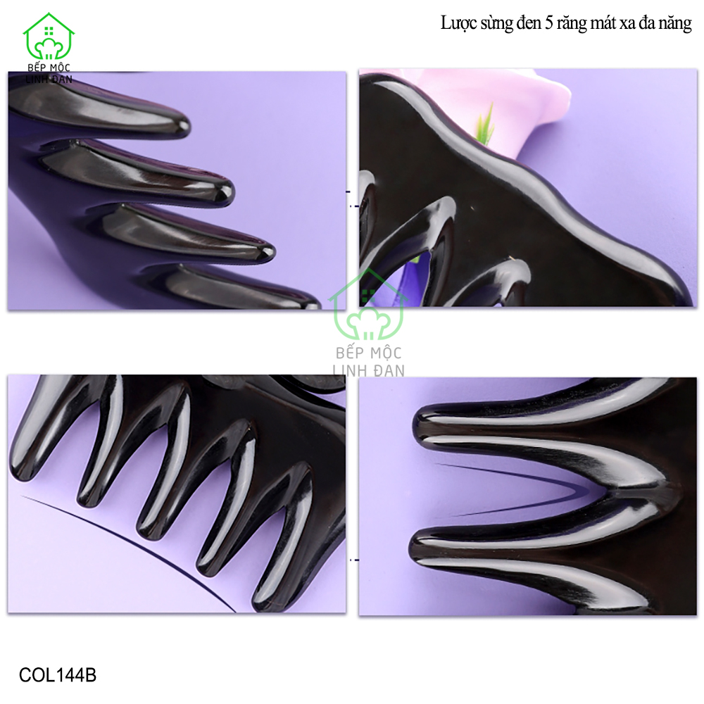 Lược Sừng Đen Răng Thưa Massage Đa Năng Giảm Căng Thẳng