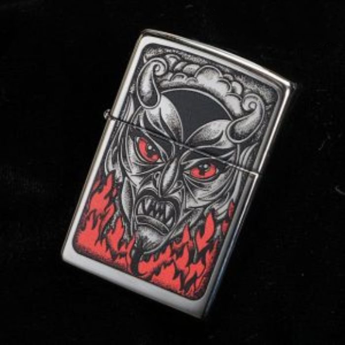 Bật Lửa Zippo Fire Down Below Devil High Polish Chrome Chính Hãng Usa