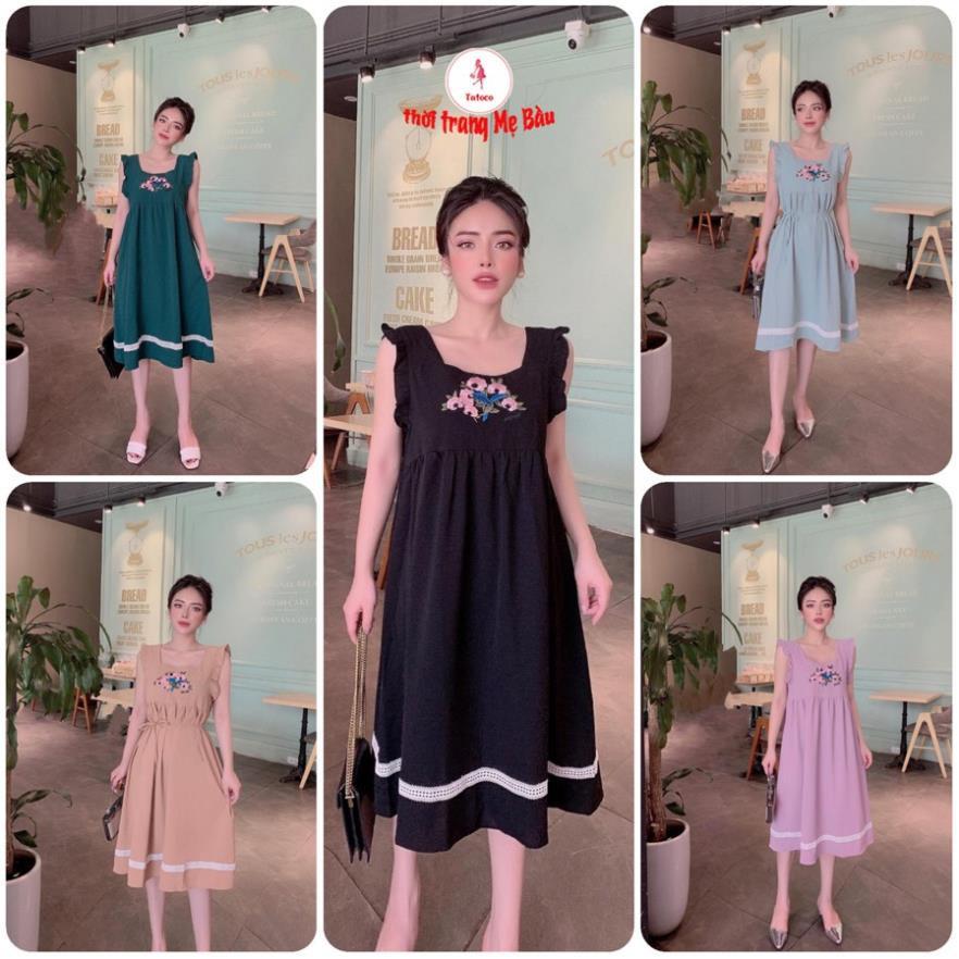 Váy bầu ba lỗ mùa hè hoa ngực .New 5 màu 45 -75kg