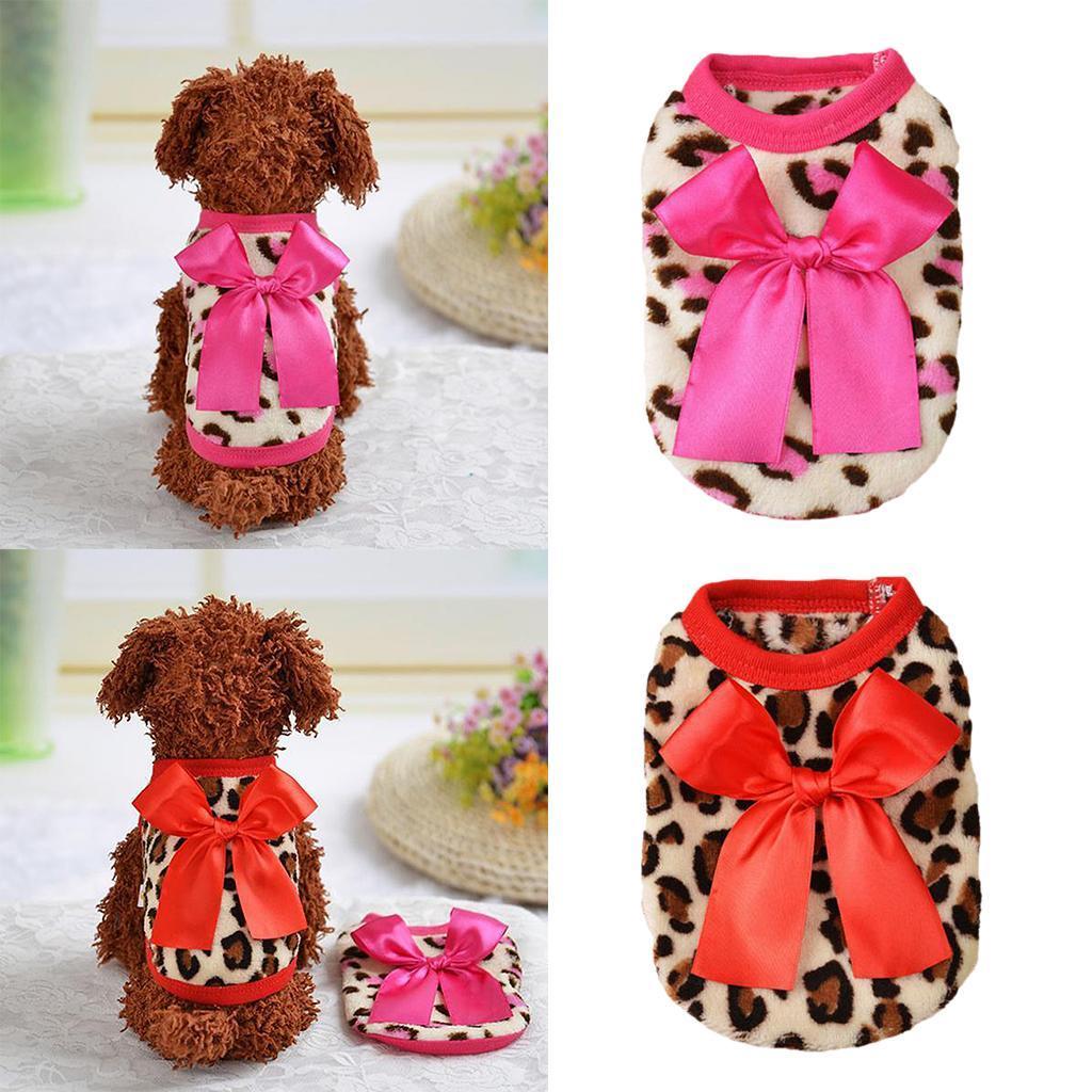 Two Colors Leopard Design Coral Fleece Puppy Clothes Pet Dress Vest