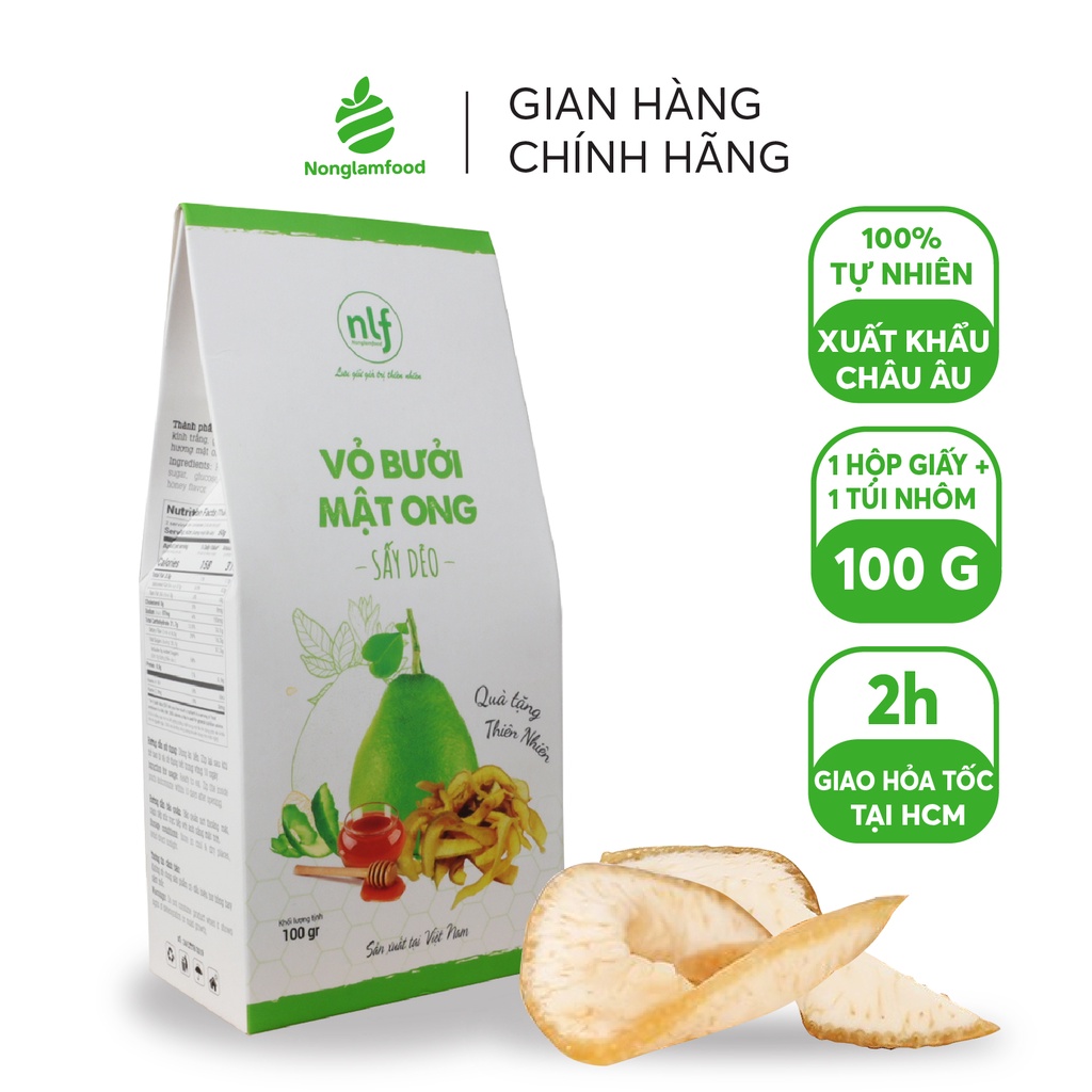 [HÀNG XUẤT KHẨU LOẠI 1]Vỏ bưởi mật ong sấy dẻo Nonglamfood 100g | Giảm cân, tăng cường đề kháng