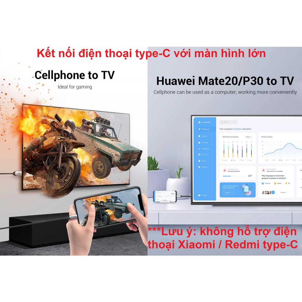 Cáp chuyển Type-C male ra HDMI male hỗ trợ 4K dây nhựa đầu hợp kim Vention CGSB - Hàng chính hãng