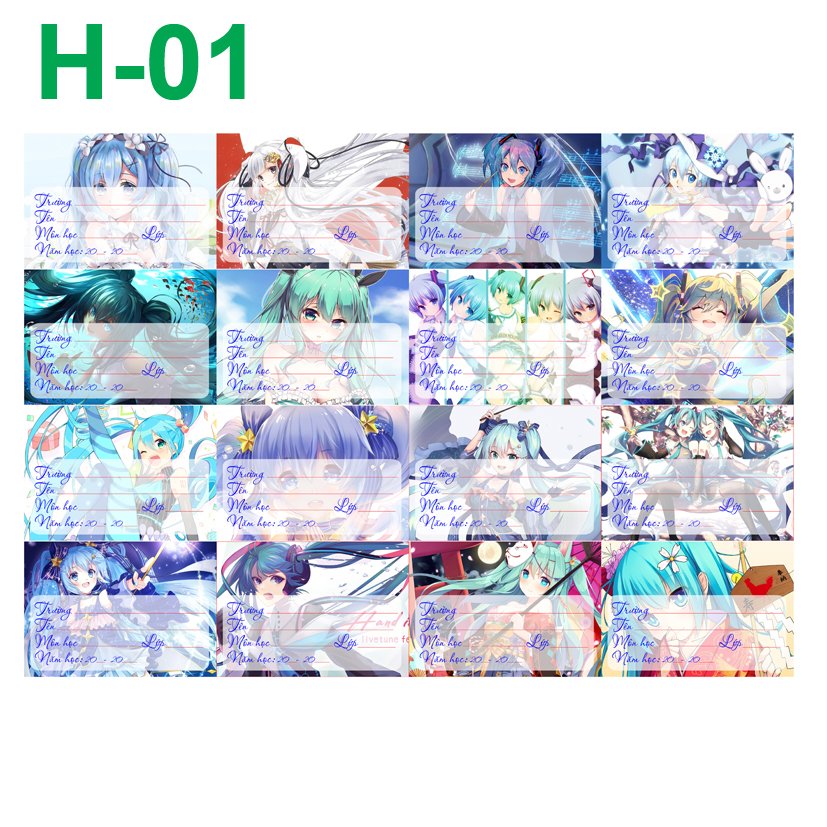 Nhãn vở set 64 nhãn vở Hatsune Miku