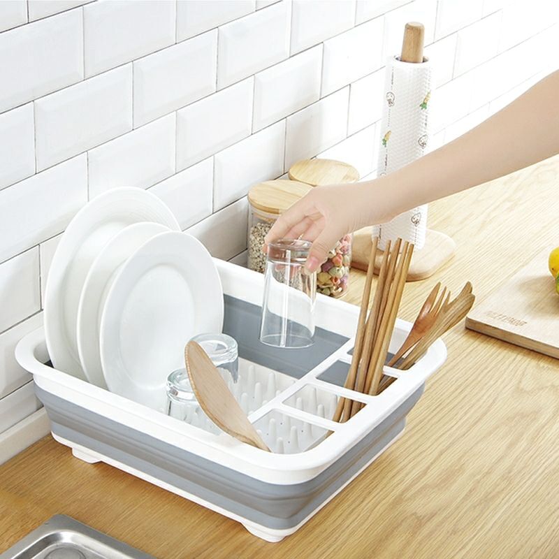 Giá úp chén kiêm rổ gấp gọn thông minh - HT