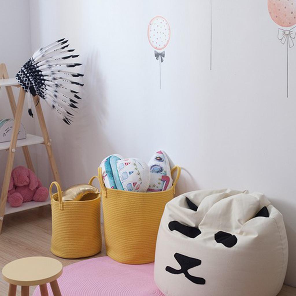 Cotton Woven Storage Baskets Cotton Rope Handle Basket Kids Toys Basket Laundry Hamper