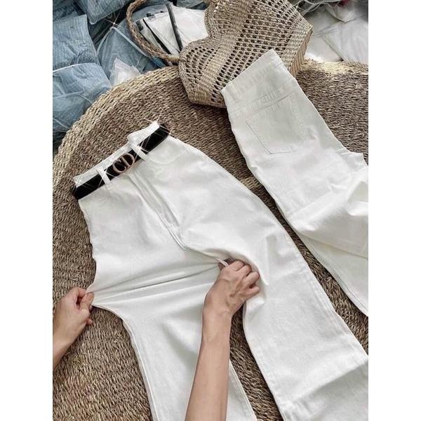 Quần Jeans ống Loe Dài Trắng Đen Co Giãn