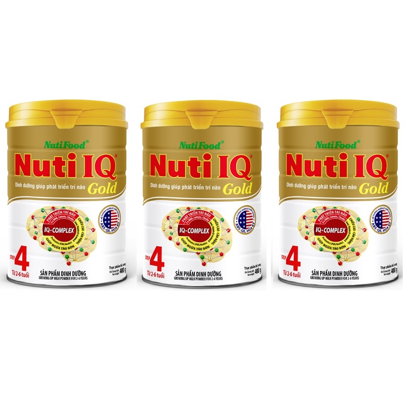 Bộ 3 Lon Sữa Bột Nutifood Nuti IQ Gold Step 4 – DD giúp phát triển trí não