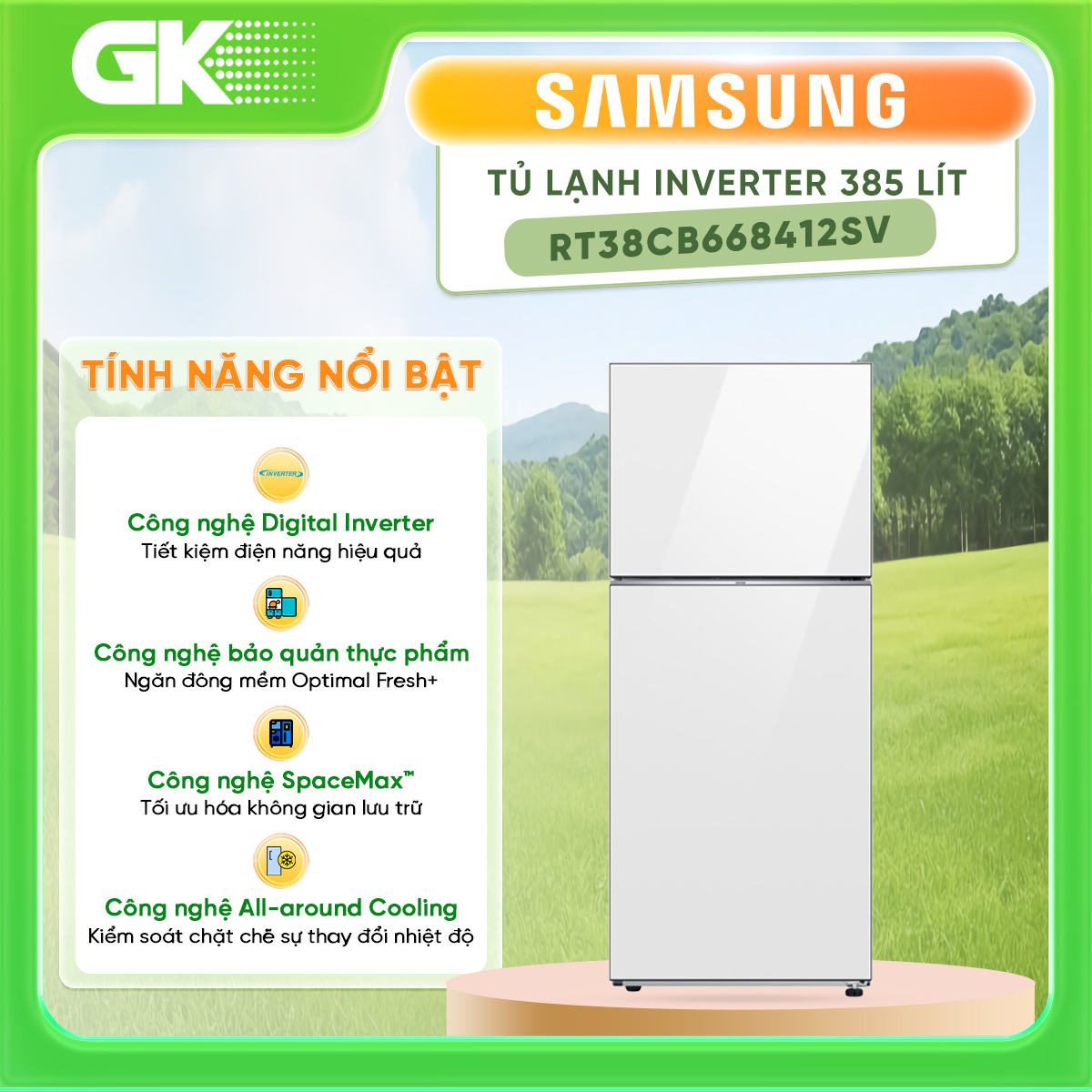 Tủ lạnh Samsung Inverter 385 lít RT38CB668412SV - Hàng chính hãng