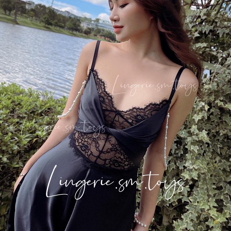 Pearls Lace Dress - Đầm Ngủ Nữ Satin Ren Cao Cấp Kết Hợp Dây Chuỗi Ngọc Trân Châu @lingerie.sm.toys - Whisfee Dress