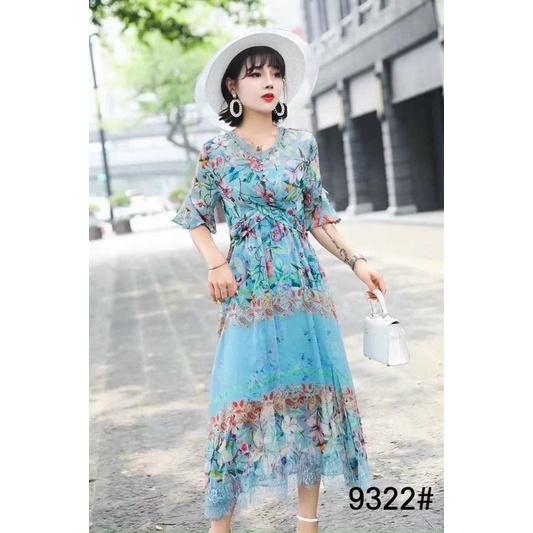 Đầm maxi lụa hoa rơi