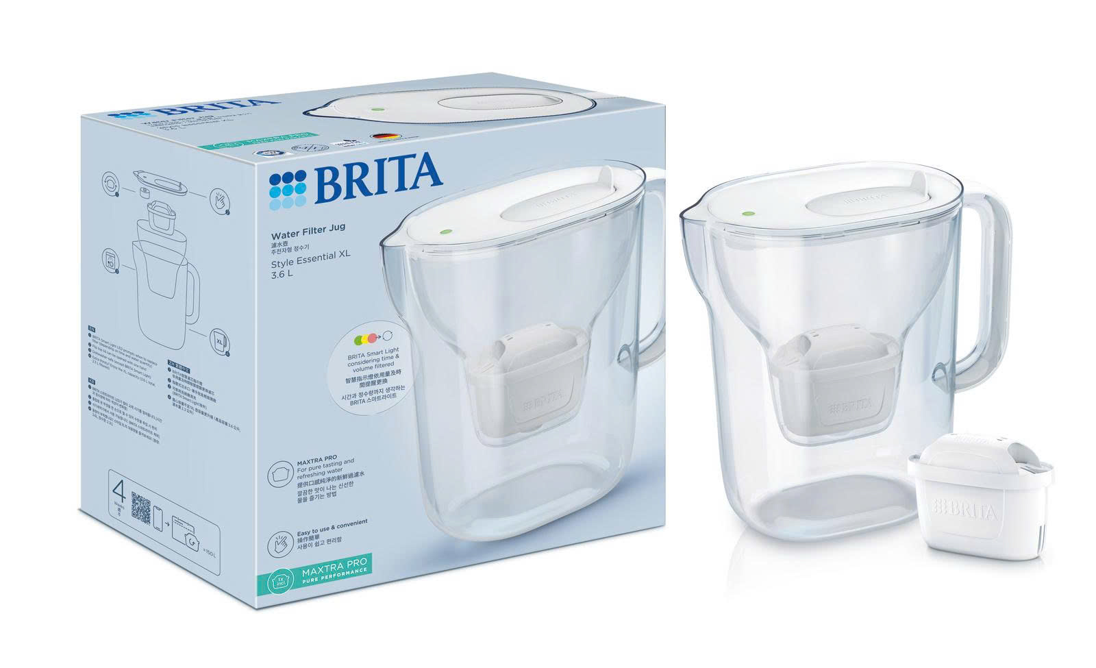 Bình lọc nước BRITA Style Essential XL 3.6L (có sẵn 1 lõi lọc Maxtra Pro 150L)
