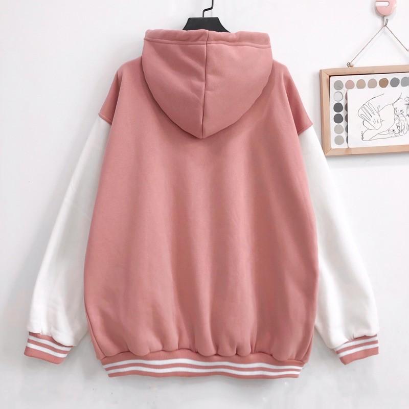 Áo khoác form rộng phối nón BOMBER SPRING ulzzang (Ảnh thật)