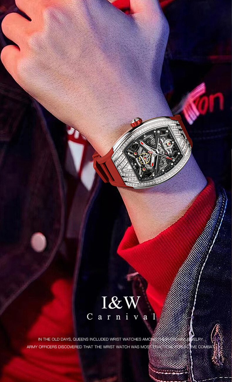 Đồng hồ nam chính hãng IW Carnival IW760G-3 Kính sapphire chống xước,Chống nước 50m,BH24 tháng,máy Automatic ( cơ) ,dây cao su chính hãng chống nước tuyệt đối,vỏ thép không gỉ bền bỉ