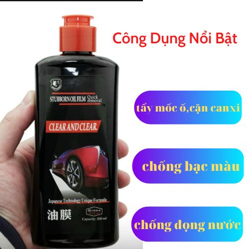 Chai tẩy Ố mốc, mờ đục, cặn Kính - Chống đọng nước Ô tô ClearAndClear