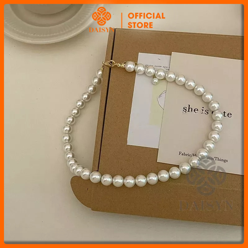  N414 choker vòng cổ hạt Trai, dây chuyền hạt bẹt dây chuyền mang áo dài hạt nhiều kích cỡ cho nữ