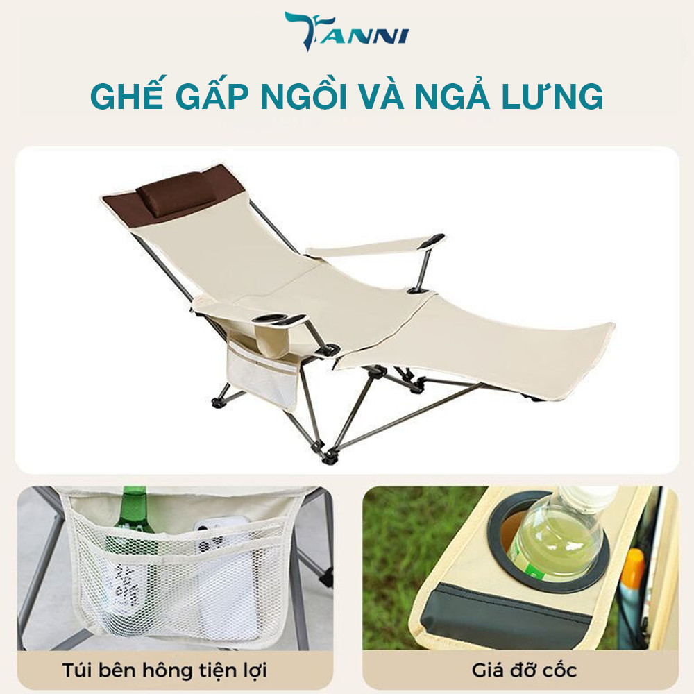 Ghế xếp gấp gọn câu cá dã ngoại có thể ngủ văn phòng TANNI KP01, Ghế xếp camping thư giãn nhập khẩu thích hợp đi câu cá, đọc sách