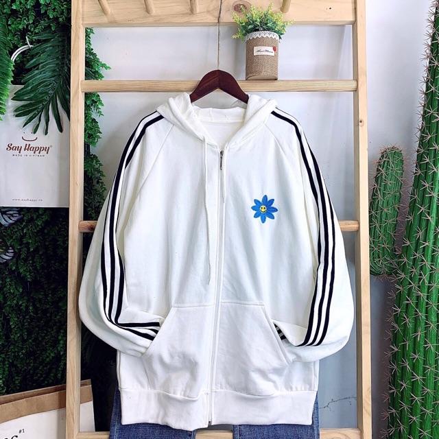 ÁO HOODIE - ÁO KHOÁC NỈ NGOẠI Thêu Sticker Hoa Cúc
