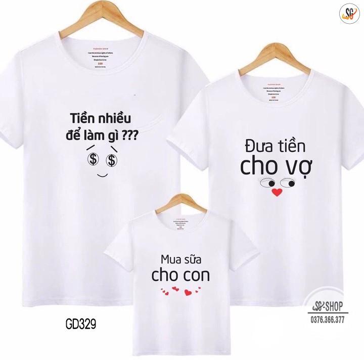 Áo Gia Đình Đáng Yêu - Thun Cotton - Màu trắng - Đủ Size(GD329T)