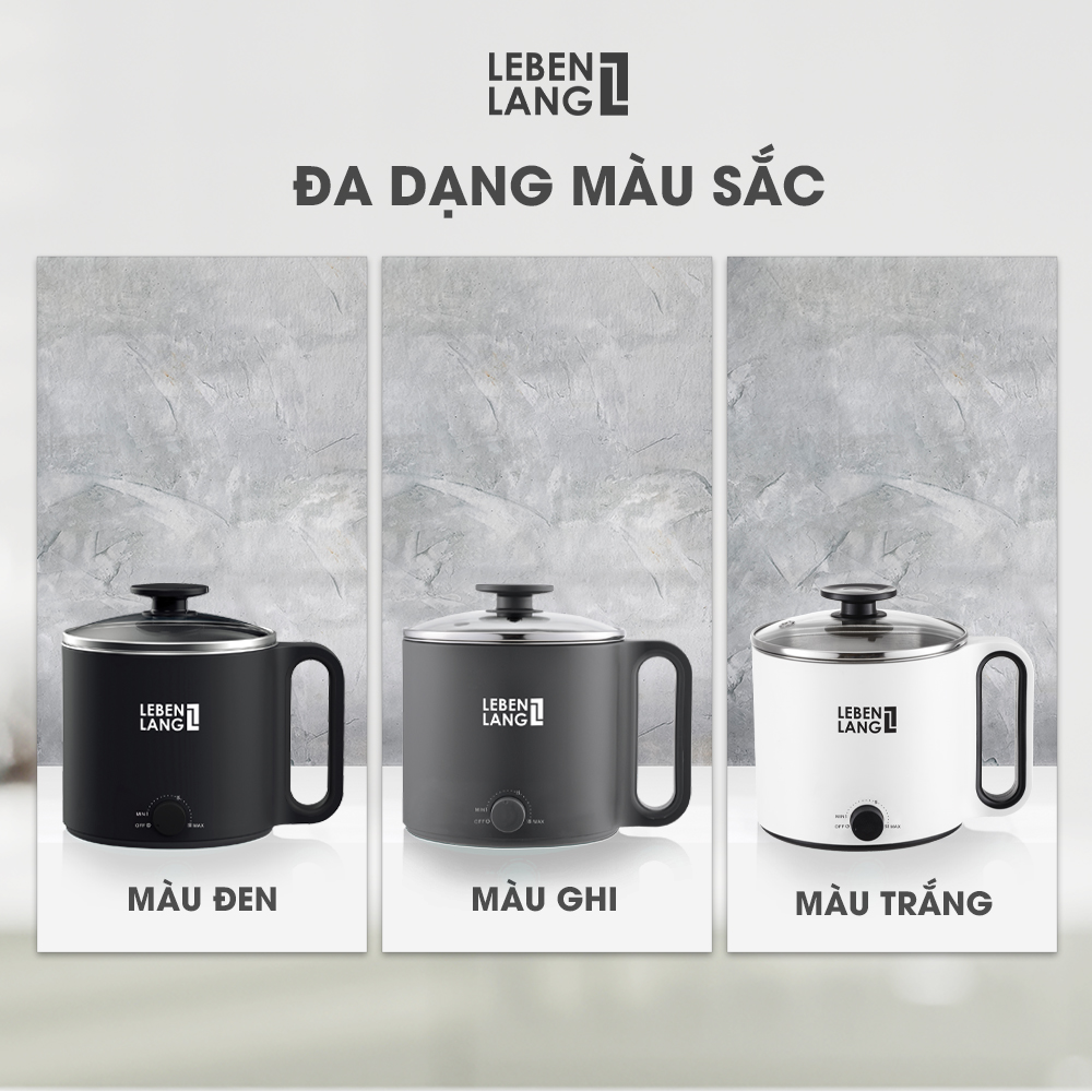 Nồi lẩu điện mini đa năng Lebenlang LBEC0808 1500ml - Hàng chính hãng