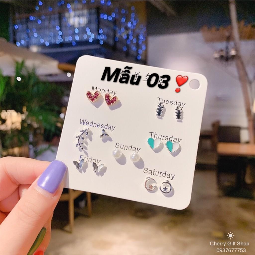 Set Bông Tai 7 Đôi Phối Nhiều Kiểu